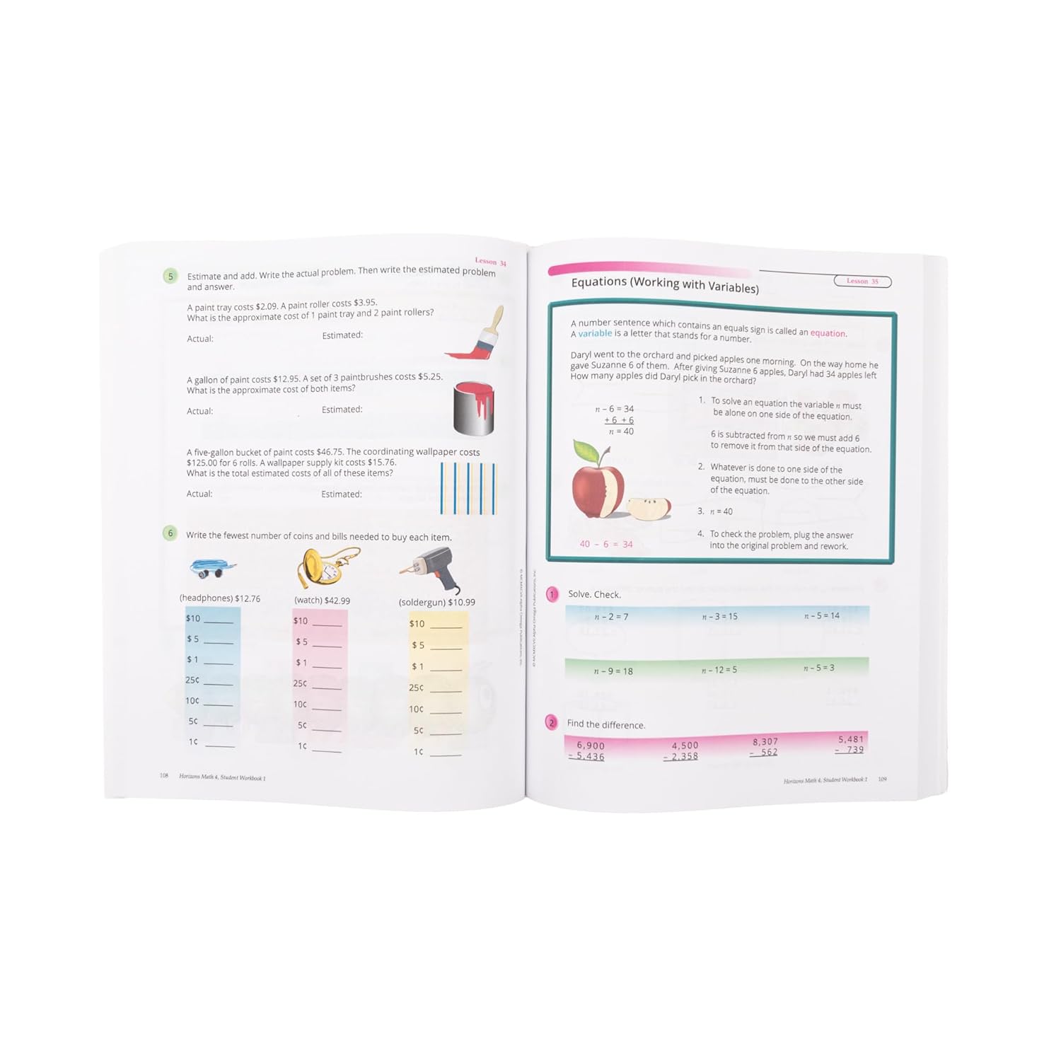 Horizons 4th Grade Math Student Book 1      Student/Stdy Gde Edition