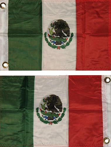 AES Bandera mexicana mexicana de 2 capas de 12 x 18 pulgadas, resistente al viento, 12 x 18 pulgadas