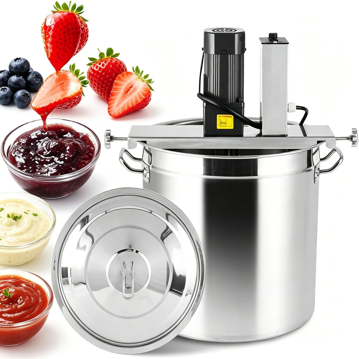 UORDBY Automatic Pot Stirrer for Cooking,Commercial Automatic Food Mixer,Electric Jam Mixer,Stirring Speed Adjustable,For Soup Chili Sauce Beverage Jam Porridge 90L