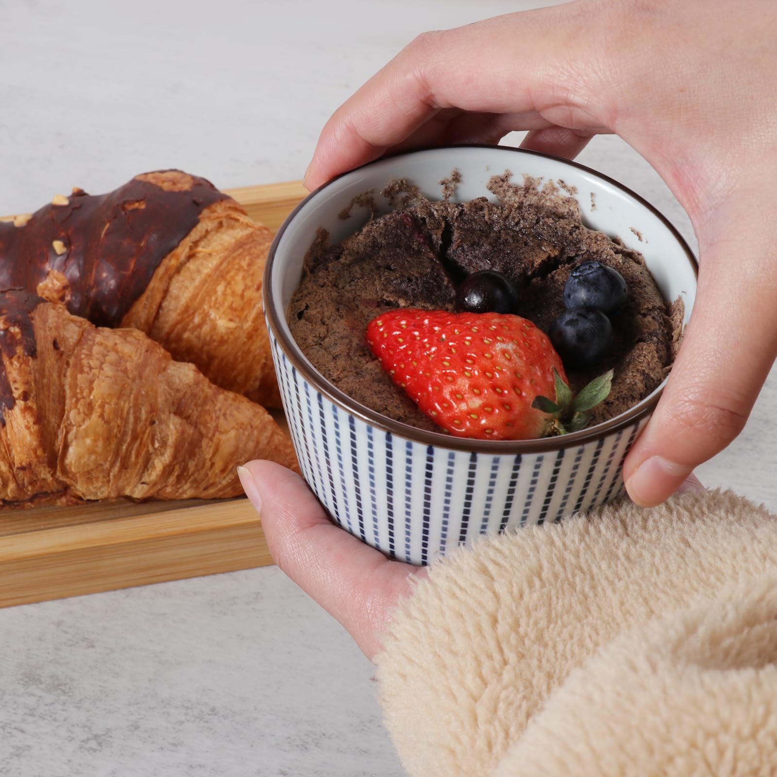 Ramequines de cerámica de 6 onzas, ramequines de crema brulee aptos para horno para pudín, crema brulee, cuencos de salsa, ramequines para hornear soufflé, helado, juego de 6