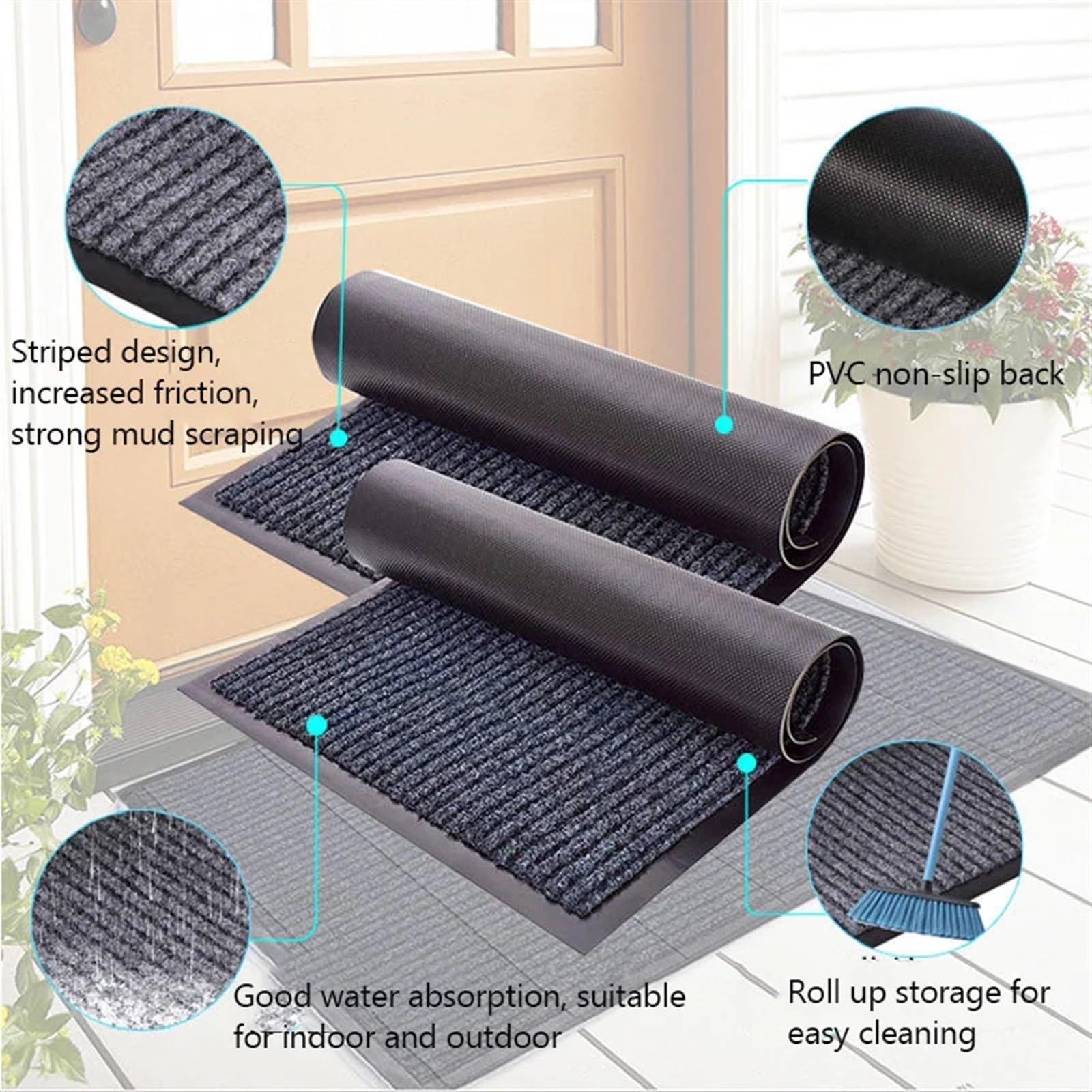 Zerbino Ingresso Tappetini For Porta D'ingresso For Interni Ed Esterni Lavabili(TW-Grey,60x90cm)