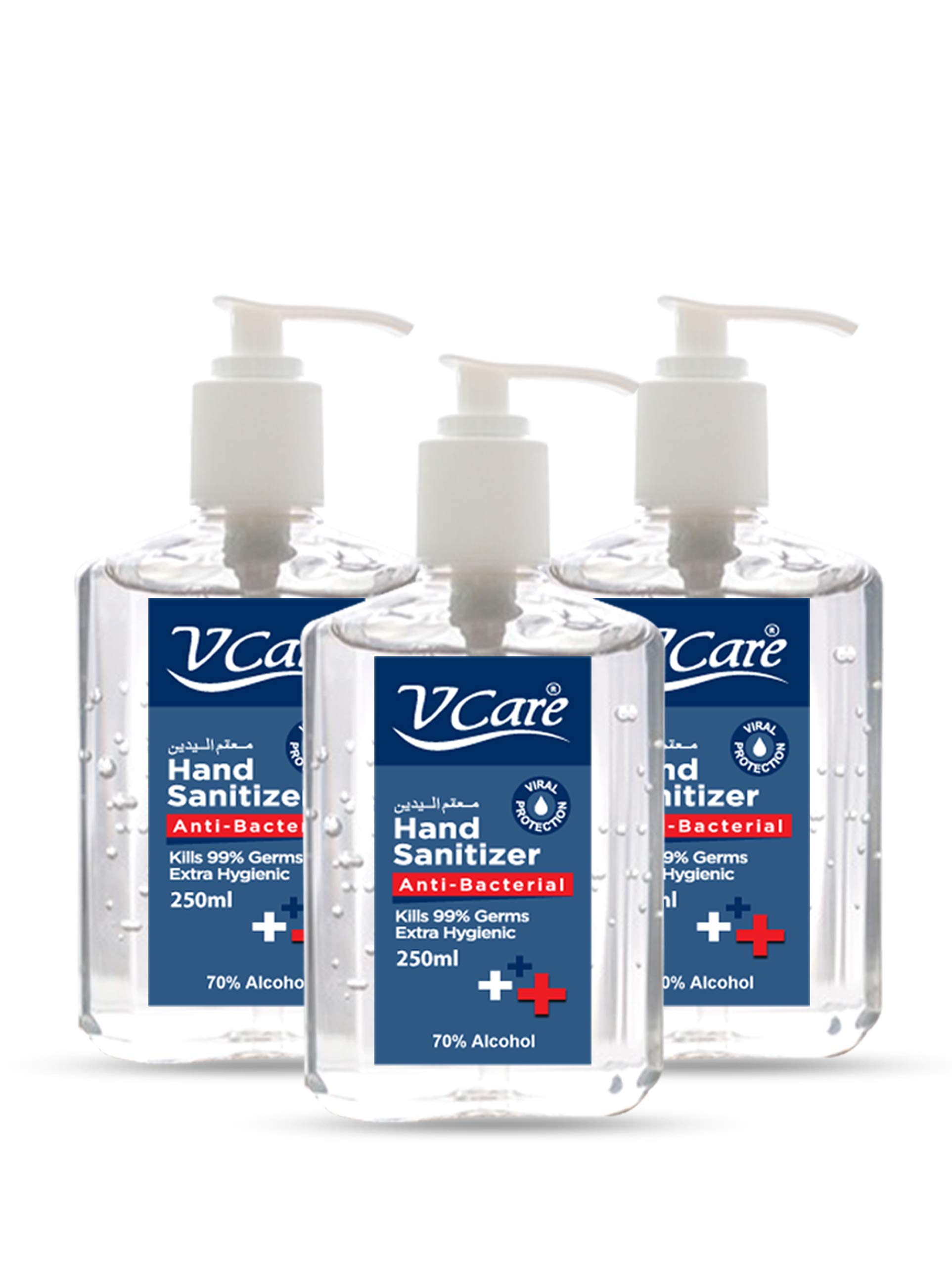 V Care Anti Bacterial Hand Sanitizer|Extra Hygienic Killing 99% Of The Germs|70% Alcohol|250Ml (Pack Of 3)
