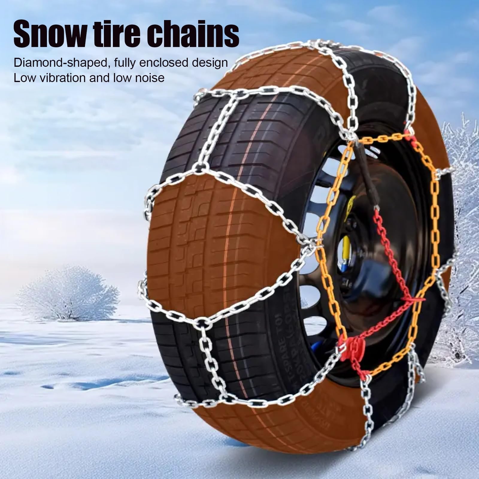 Cadenas de Nieves Universales, Cadenas de Nieve Metálicas, Coche Nieve for Llantas Cualquier Ancho de Llantas, Universales Cadena for Ruedas Antideslizante(195/40R14)
