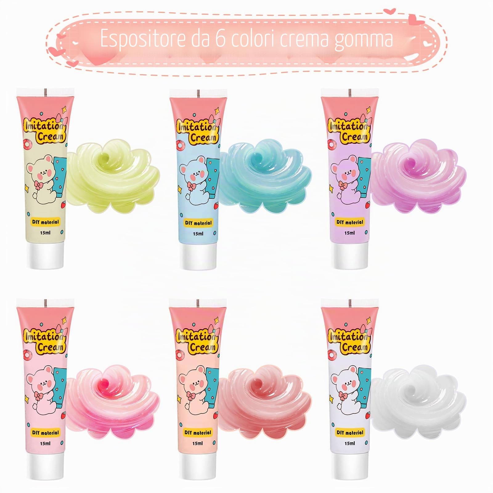 Colla crema multifunzionale - Kit di 6 colori (tubi da 15 g) per fai da te, scrapbooking, gioielli e decorazioni