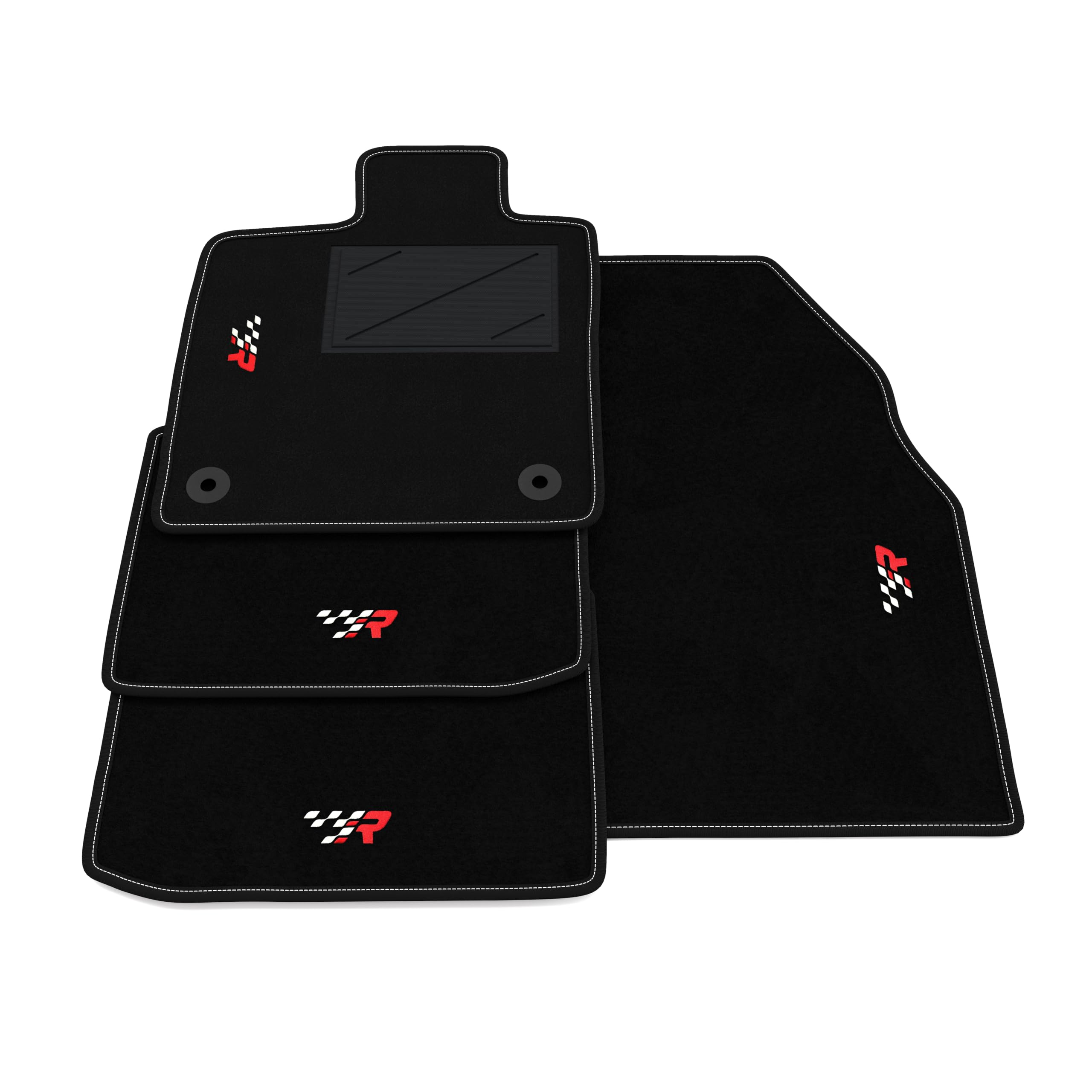 Set de Tapis de Voiture compatibles avec Ford Capri 2024-2026 | Tapis sur Mesure en Moquette, Broderie R Racing, sur Mesure