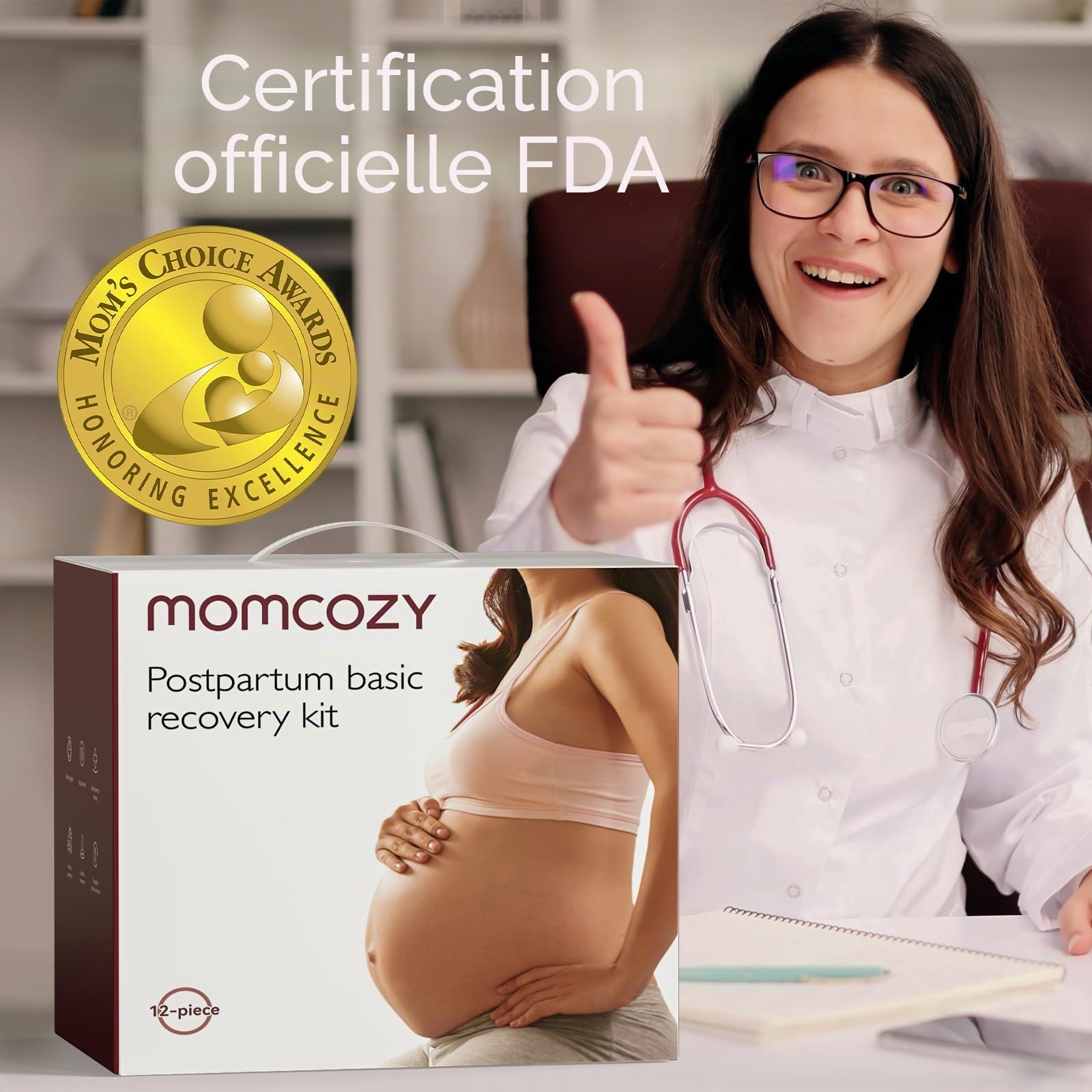 Momcozy Kit essentiel de récupération post-partum, kit de soins pour maman, sous-vêtements jetables auto-absorbants, coussinets d'allaitement pour biberon péri à l'envers coussinets froids en mousse