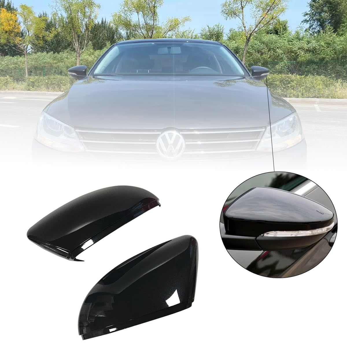Tappi per specchietto retrovisore auto, 1 paio di coprispecchietti retrovisori compatibili con VW Sagitar Magotan B7 Passat CC Beetle Scirocco