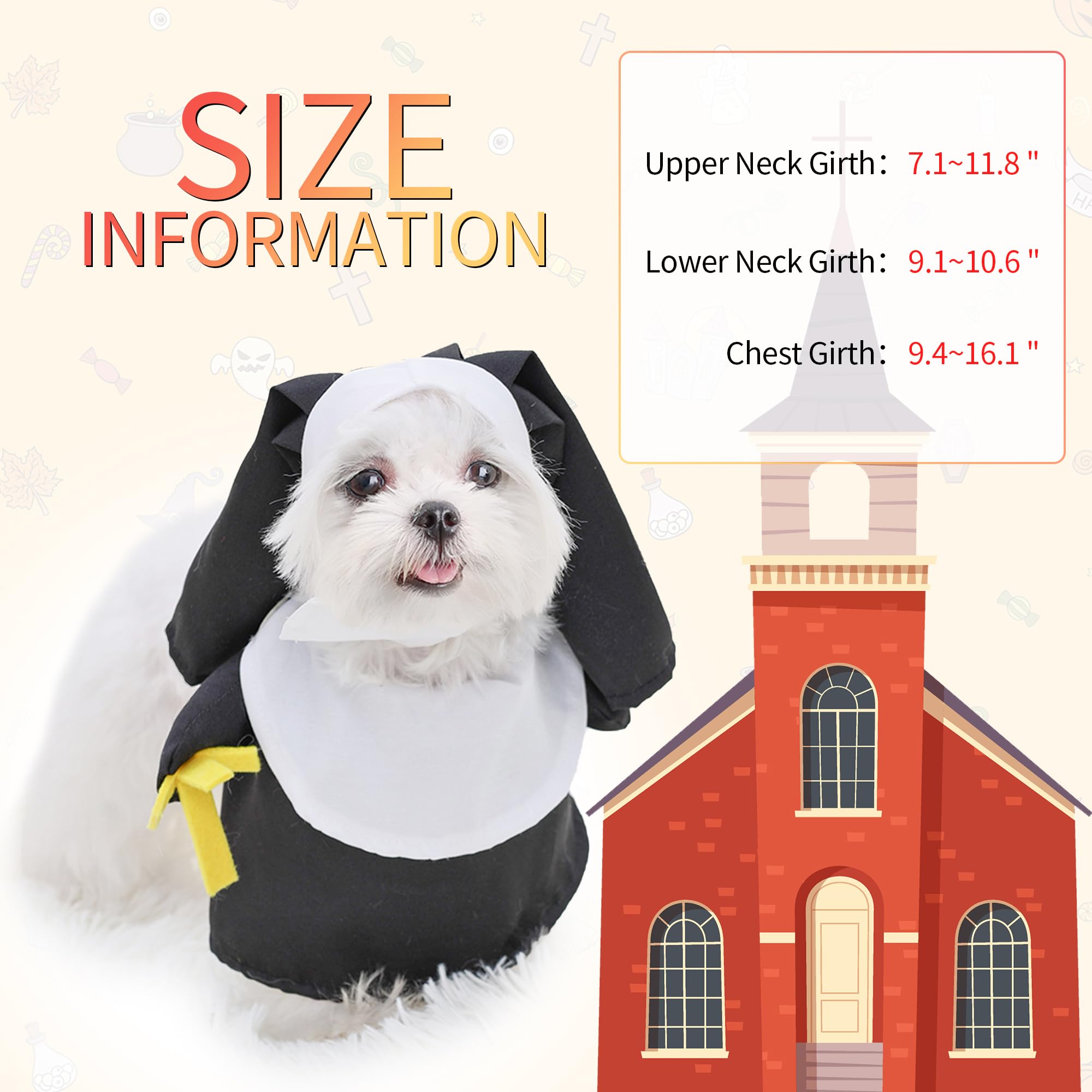 HOTUMN Nonne Halloween-Kostüm Für Kleine Hunde & Katzen – Inkl. Kleid & Hut, Verstellbar