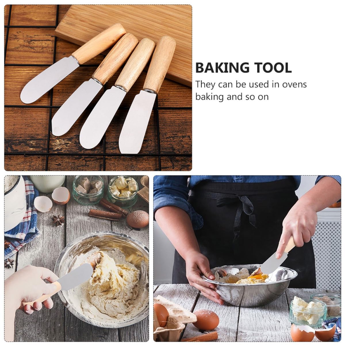 Spatola per Burro in Acciaio Inox Manico in Legno 10 Pezzi per Cucina e Pasticceria Utensili da Cucina Professionali Colore Casuale