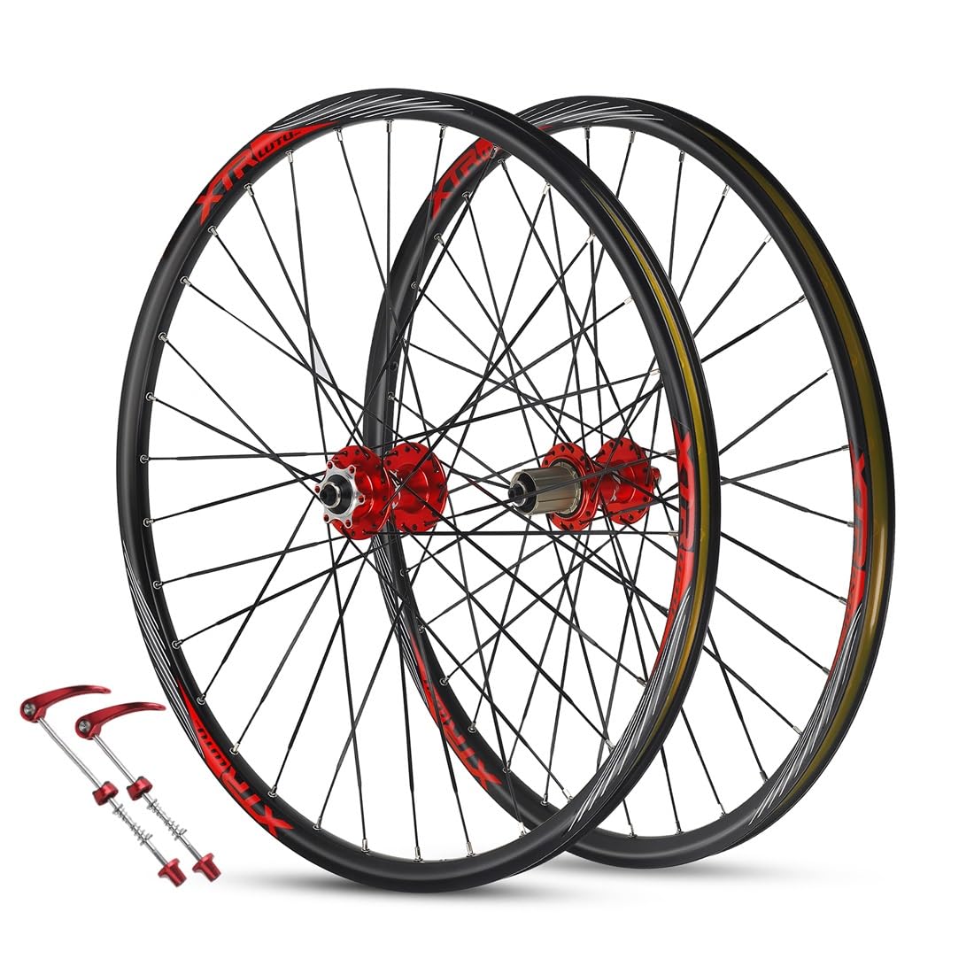Ruote per mountain bike da 26", 27,5" e 29", ruote MTB a sgancio rapido, freno a disco, cerchio in lega di alluminio ultraleggero, set di ruote anteriori e posteriori da 32 fori, 120 clic, per casset