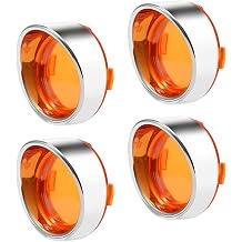 4Pcs Turn Signal Lens Cover 2" Bullet Visor-Style Chrome Bezels Compatible with Harley Davidson Road King Road Glide Street Glide Softail Custom Cruiser 2000-2024 (Yellow)