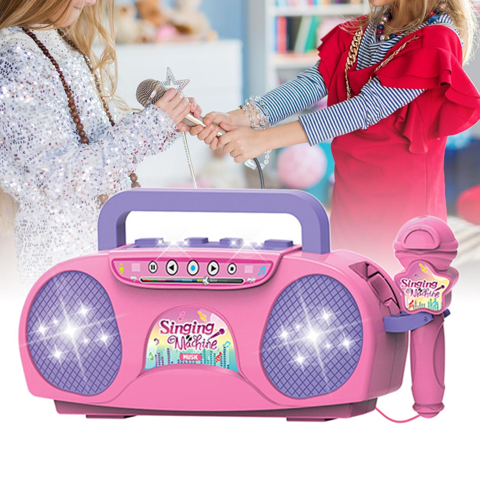 Sharplace Microfono per Bambini, Mini Altoparlante Multifunzione per, Giocattolo Educativo per La Scuola, attività All'aperto E a Casa, Rosa