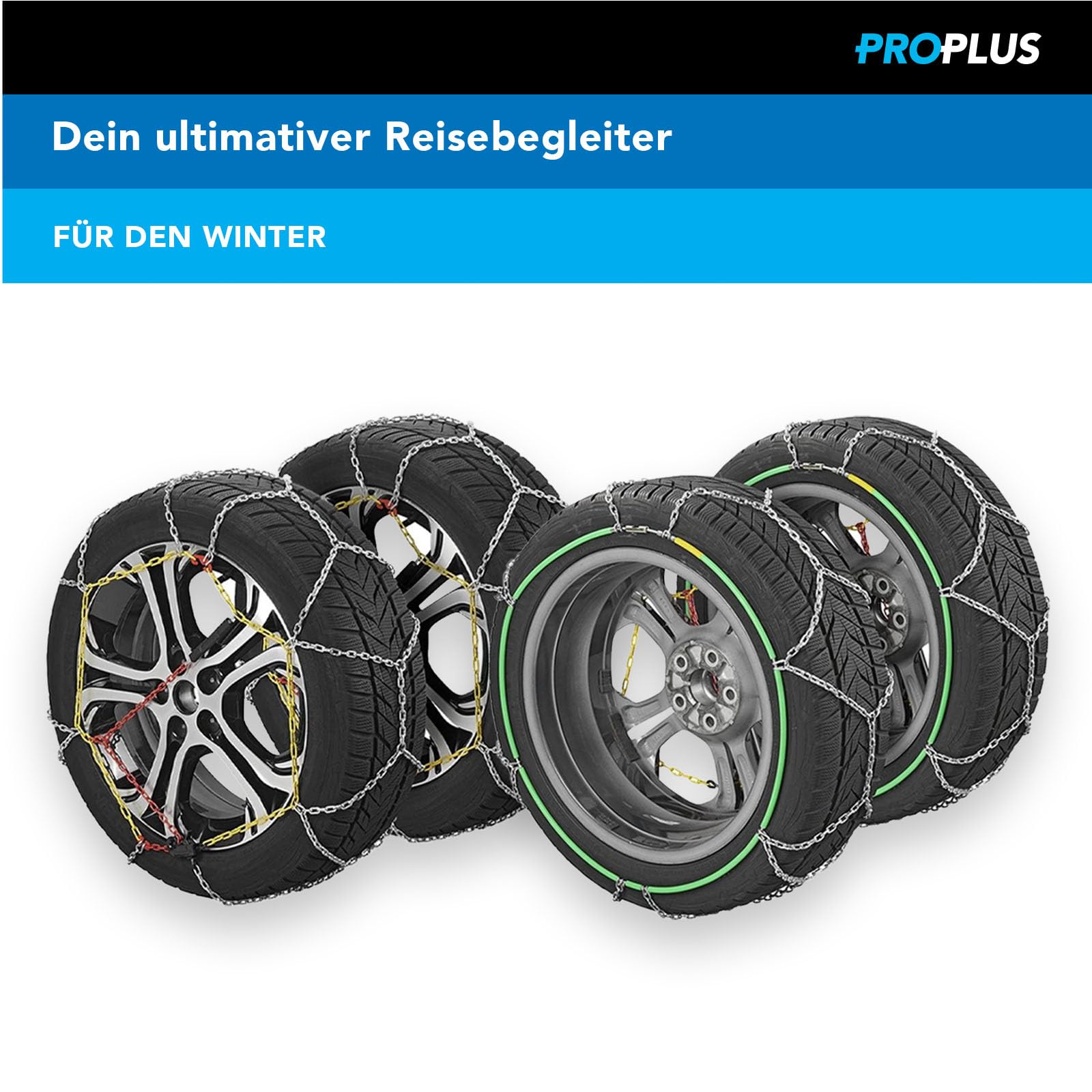 ProPlus Schneeketten KNN30 9mm breite Kettenglieder mit ÖNORM Siegel für verschiedene Reifengrößen inklusive Reparaturglieder und Koffer - Autokette - 2 Stück