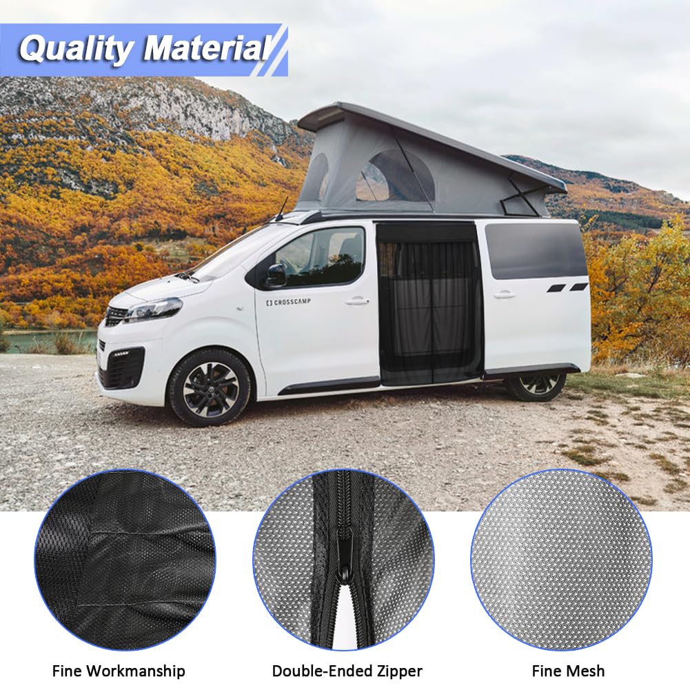 Moustiquaire Compatible avec Vivaro C Zafira Life 2019-2025, Jumpy SpaceTourer Expert Traveller Proace 2016-2025 pour Porte Coulissante, Moustiquaire Magnétique Pare Soleilde pour Camping