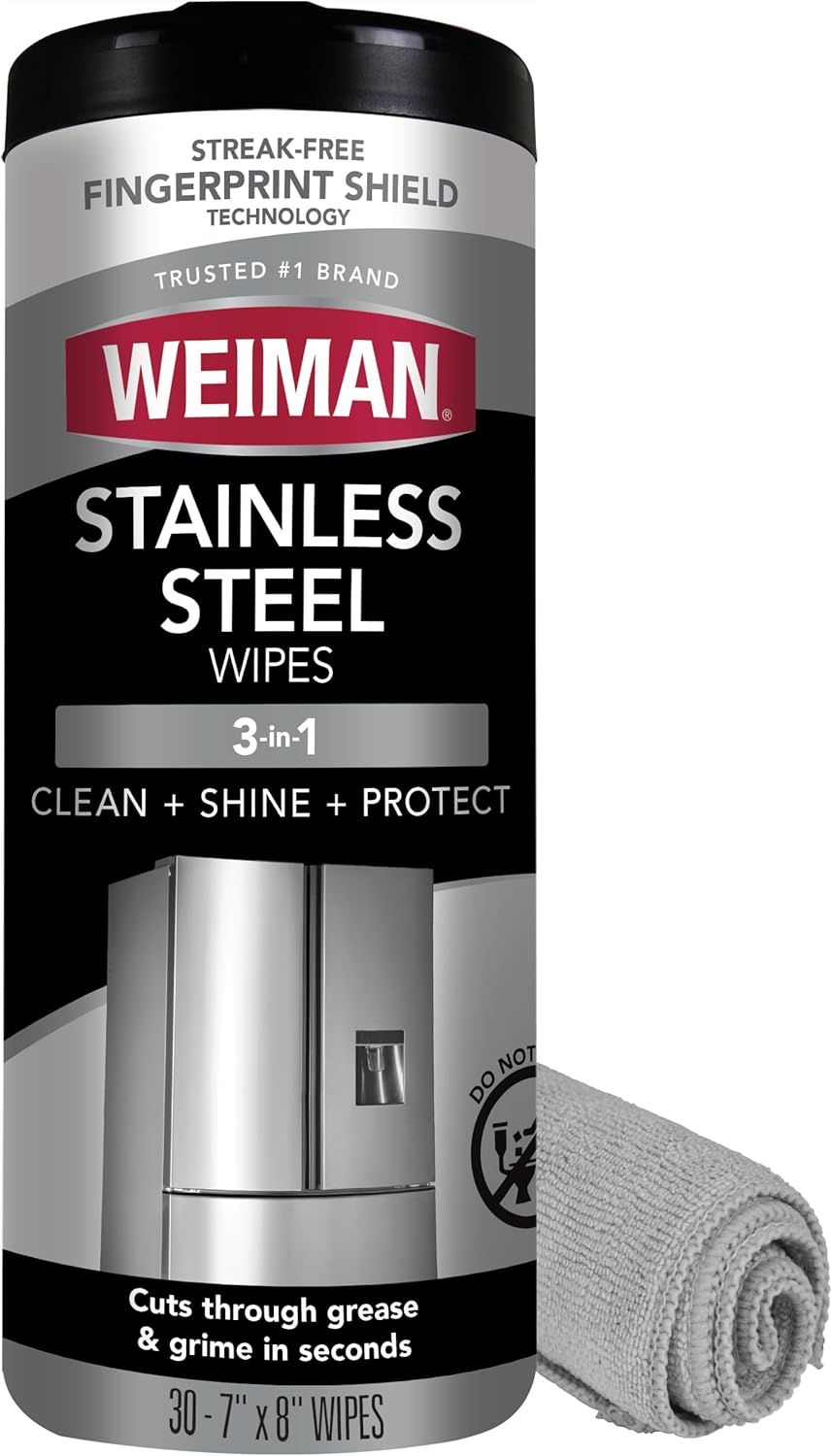 Weiman Kit Limpiador y Pulidor para Acero Inoxidable, 1 Toallita y Paño