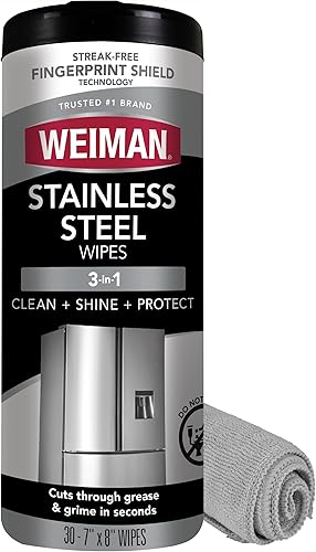 Weiman Toallitas de acero inoxidable paño de microfibra grande eliminan las marcas de agua y grasa de los electrodomésticos Funciona muy bien en