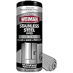 Weiman Stainless Steel Wipes (Large Microfiber Cloth) Removes Fingerprints Residue Water Marks and Grease from Appliances - Works Great on Refrigerators Dishwashers Ovens Grills - Packaging May Vary