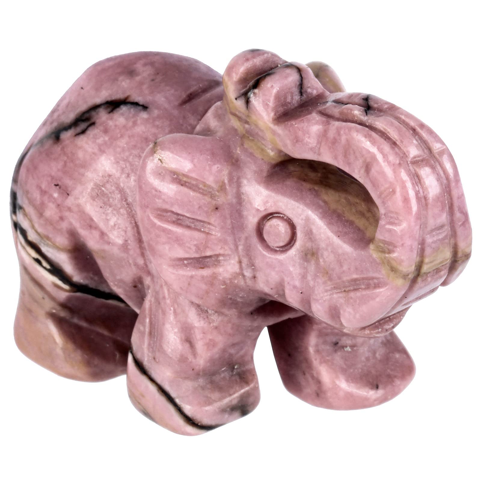 SUNYIK Rhodonite Elephant Pocket Statue Kitchen Guardian Healing Figurine Decor 1.6"