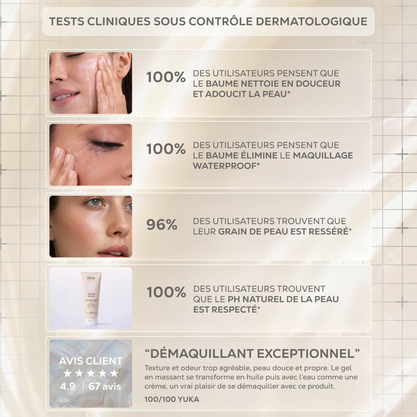 Baume Métamorphose | Nacre Éclat | Démaquillant & Nettoyant Visage Texture Gel D-Phase Transformante | BIONACRE®, Pré & Postbiotiques | Testé Dermatologiquement | 125 ml