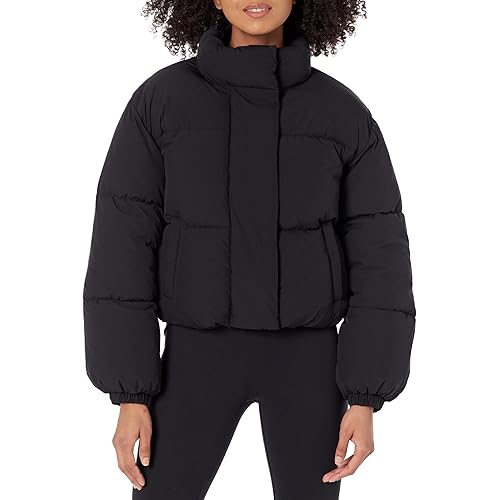 Amazon Essentials Womens Cropped Full-Zip Puffer Jacket (Quilted Matte or Sherpa Fleece)
