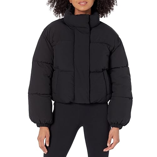 Amazon Essentials Womens Cropped Full-Zip Puffer Jacket (Quilted Matte or