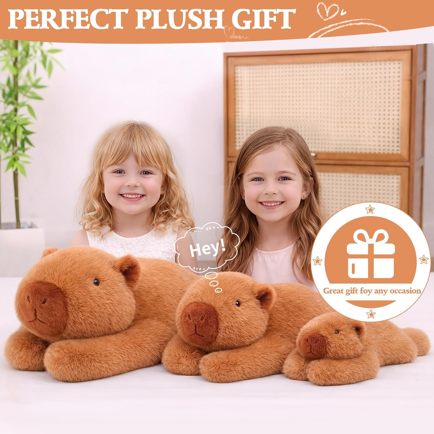 Weighted Capybara Plush Toy, Super Soft Heavy Stuffed Animal Pillow for Kids & Adults, Cute Capybara Plushie for Cuddling, Stress Relief Comfort Toy, Birthday 23.6in