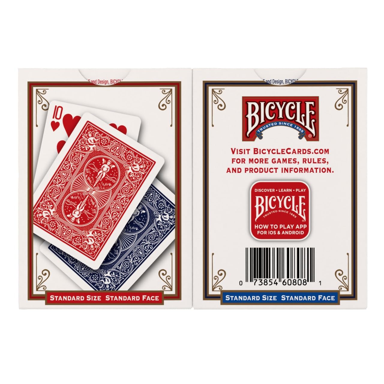 Bicycle Standard Playing Cards, Standard Poker Size Deck of Cards, Red & Blue (2 Pack), Classic Cards for Poker, Blackjack, Family Game Night & Card Games, Fun for All Ages