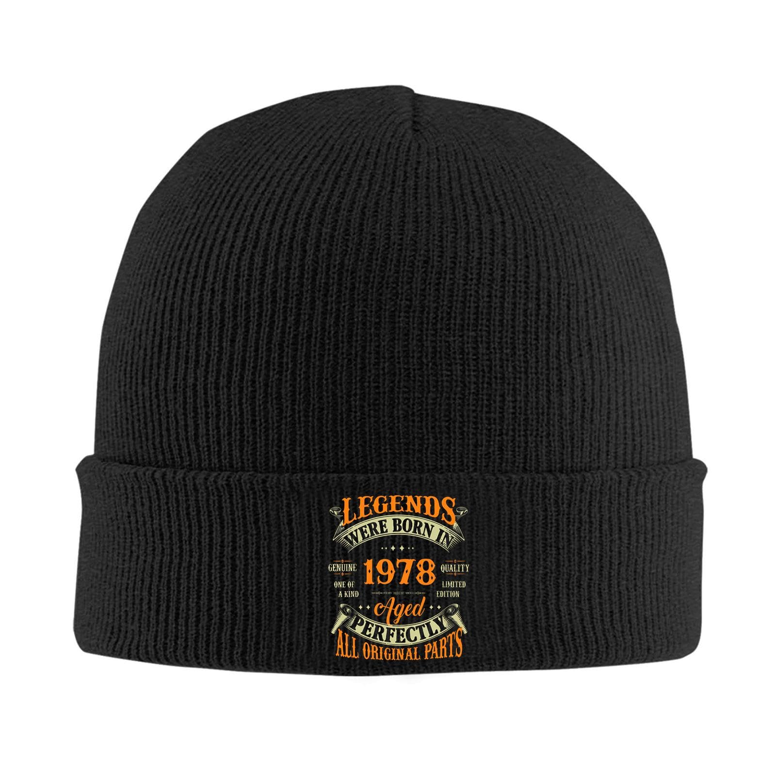 Sdwtdiewos Unisex Beanie Hat for Vintage 1978 Summer Funny Euro Custom Brand Harajuku Black Knitted Beanies Hats Size is: One Size