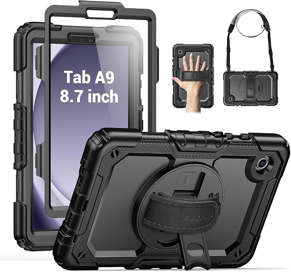 SEYMAC Case for Samsung Galaxy Tab S9 FE 5G Case 2023, Heavy Duty Shockproof Protective Case with Screen Protector, Rota