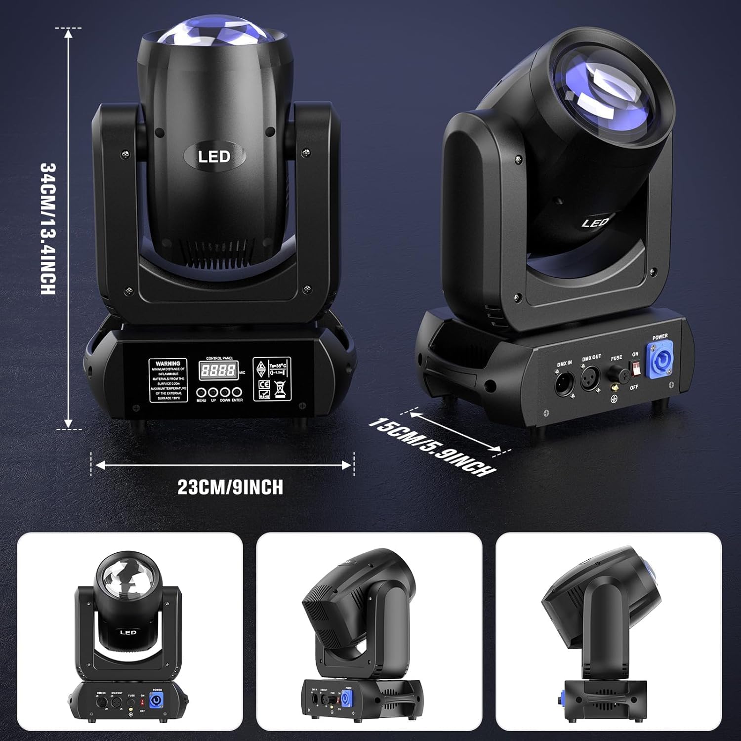 Amazon.co.jp: 150W 移動ヘッドライト 4パック フライトケース付き、18