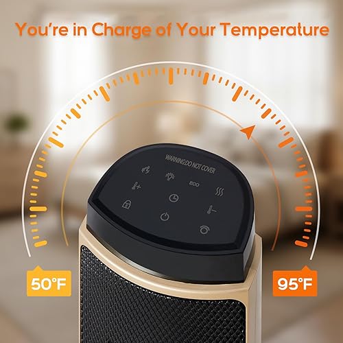 Miniatura 3 de Calentador de espacio de 23 pulgadas, calentadores portátiles de 1500 W para uso en interiores y exteriores, calentamiento rápido con oscilación de