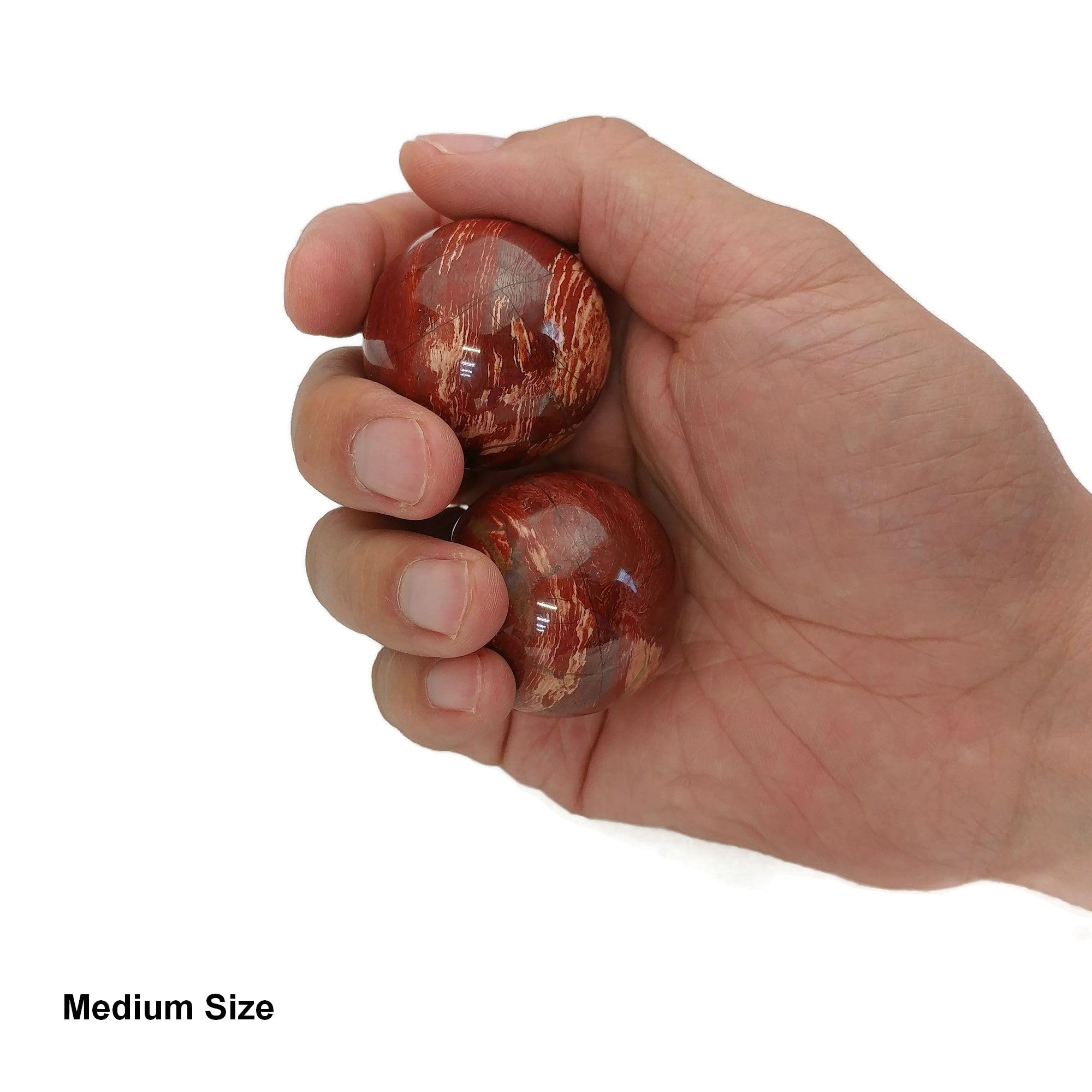 Top Chi Sfere Baoding in pelle di serpente al diaspro per terapia delle mani, esercizio fisico e sollievo dallo stress (medie 4,1 cm)