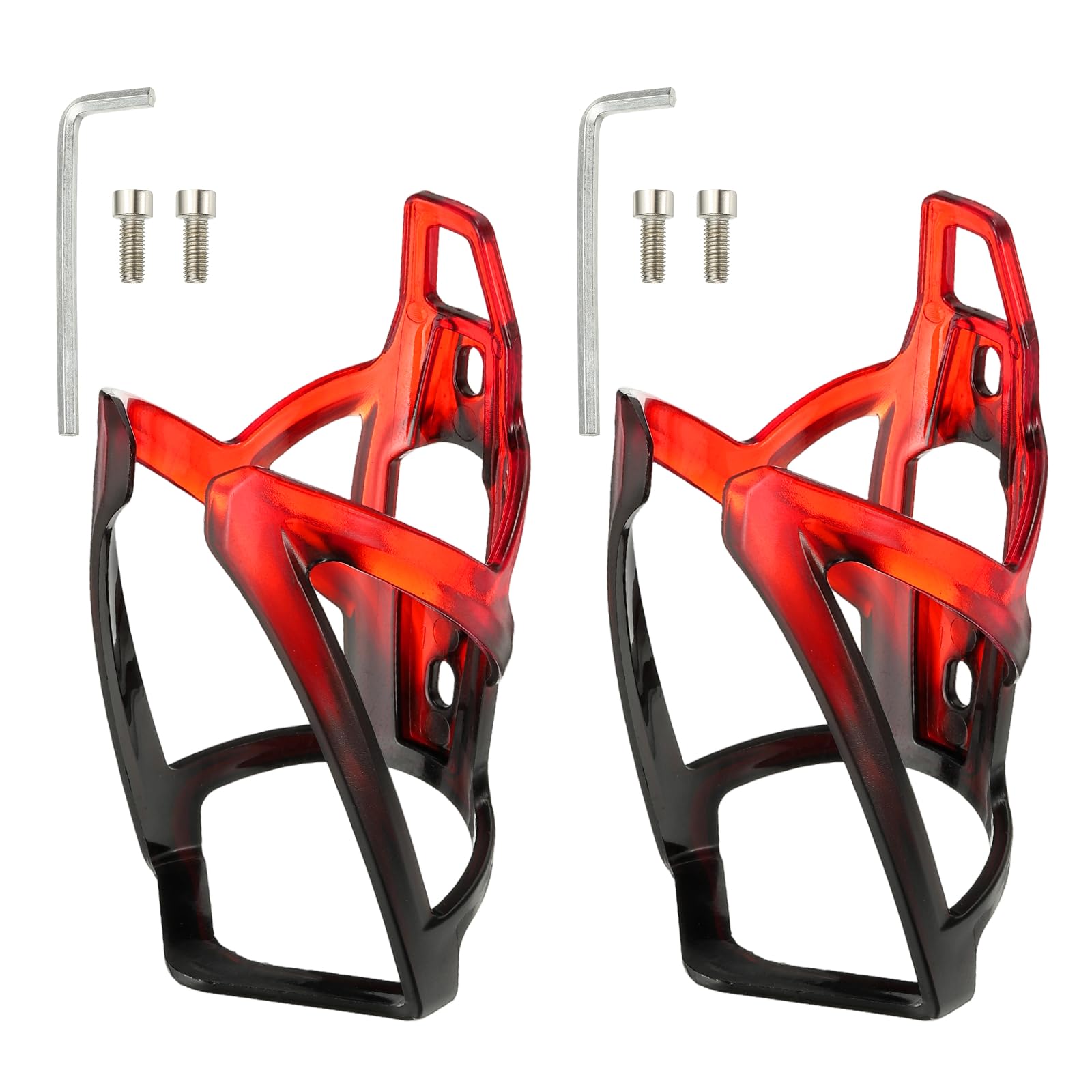 YELARXI Bike Water Bottle Holder, Water Bottle Cage, Lightweight Bicycle Cup Cage with Screws Tool - Fitting for (Road/MTB Cycling/Touring Bike/Outdoor Activities) 2 Pack & Black/Red