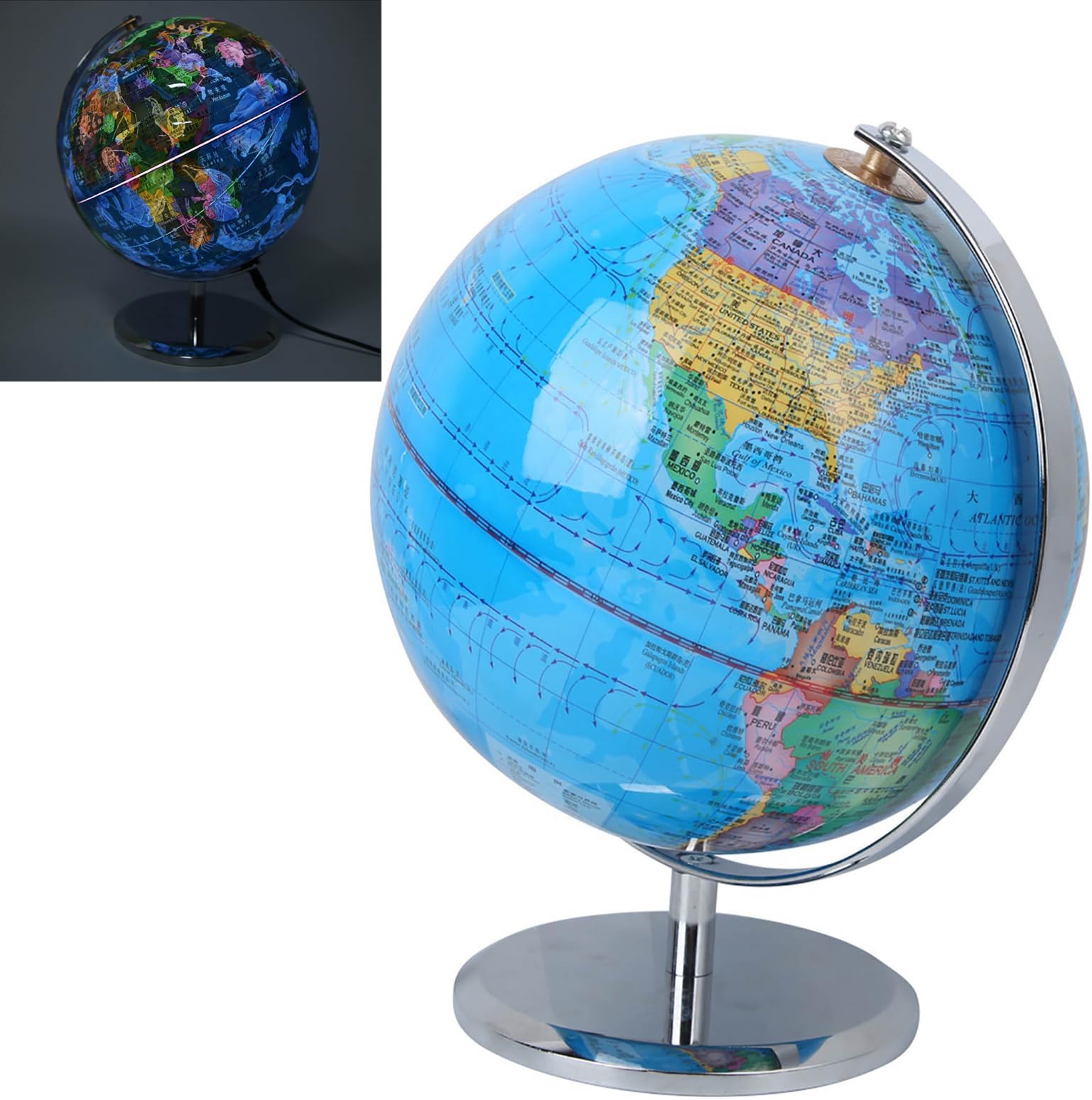 LIFEZEAL Globo Terru00e1queo Con LED De 23,5 Cm, Globo Terru00e1queo De  Constelaciones En ABS Con Base Metu00e1lica, Altura 29,5 Cm, Explorablobe  Mapa