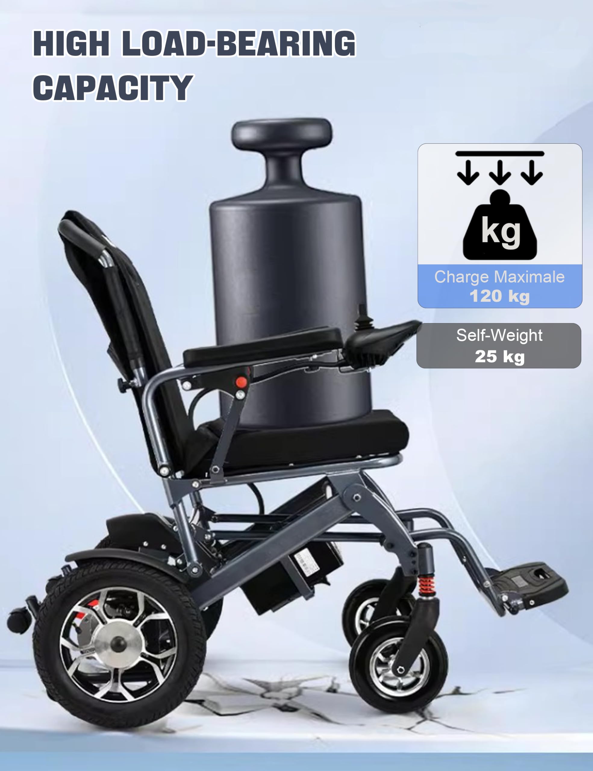 Sillas de Ruedas Eléctricas Plegables Ligeras para Mayores, Autonomía 25 km | Motor 500 W, Batería Extraíble 13 Ah, Capacidad 150 kg, Todo Terreno, Frenado Electromagnético, Silla Ruedas Motorizada