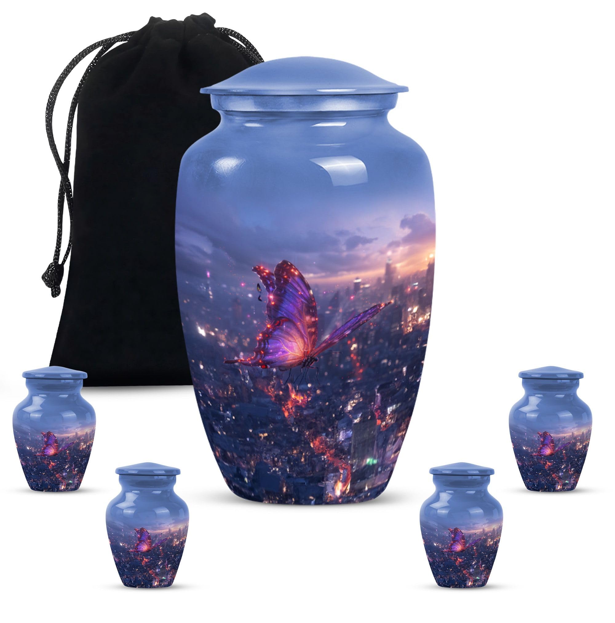 YATHABHISA Purple Meadow Urn, Burial Urn for Adult Human Ashes, Urn for Human Ashes Adult Female, Miniature Urn for Human Ashes, Funeral Cremation Urn, Urn for Ashes Adult Male, Unique Keepsake Urn