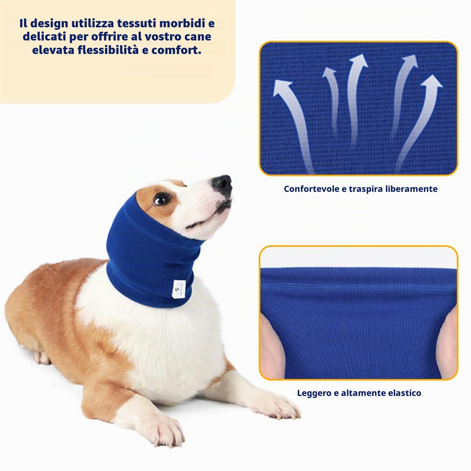 Scudi per orecchie per cani, lenitivo per animali domestici, copertura per la testa comoda e antiansia, riduzione del rumore, lavabile (S, blu, grigio)