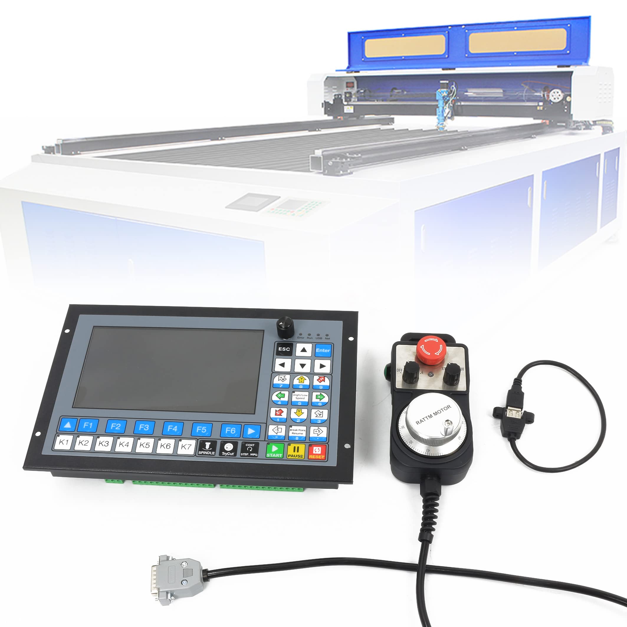 RATTMMOTOR 4 Achsen CNC Steuerung DDCS EXPERT+Handrad MPG für CNC Maschine | 4-Achsen Offline-Steuerung,Offline CNC Steuerung,Handrad MPG,CNC Frässteuerung, G-Code kompatibel,für CNC Graviermaschine
