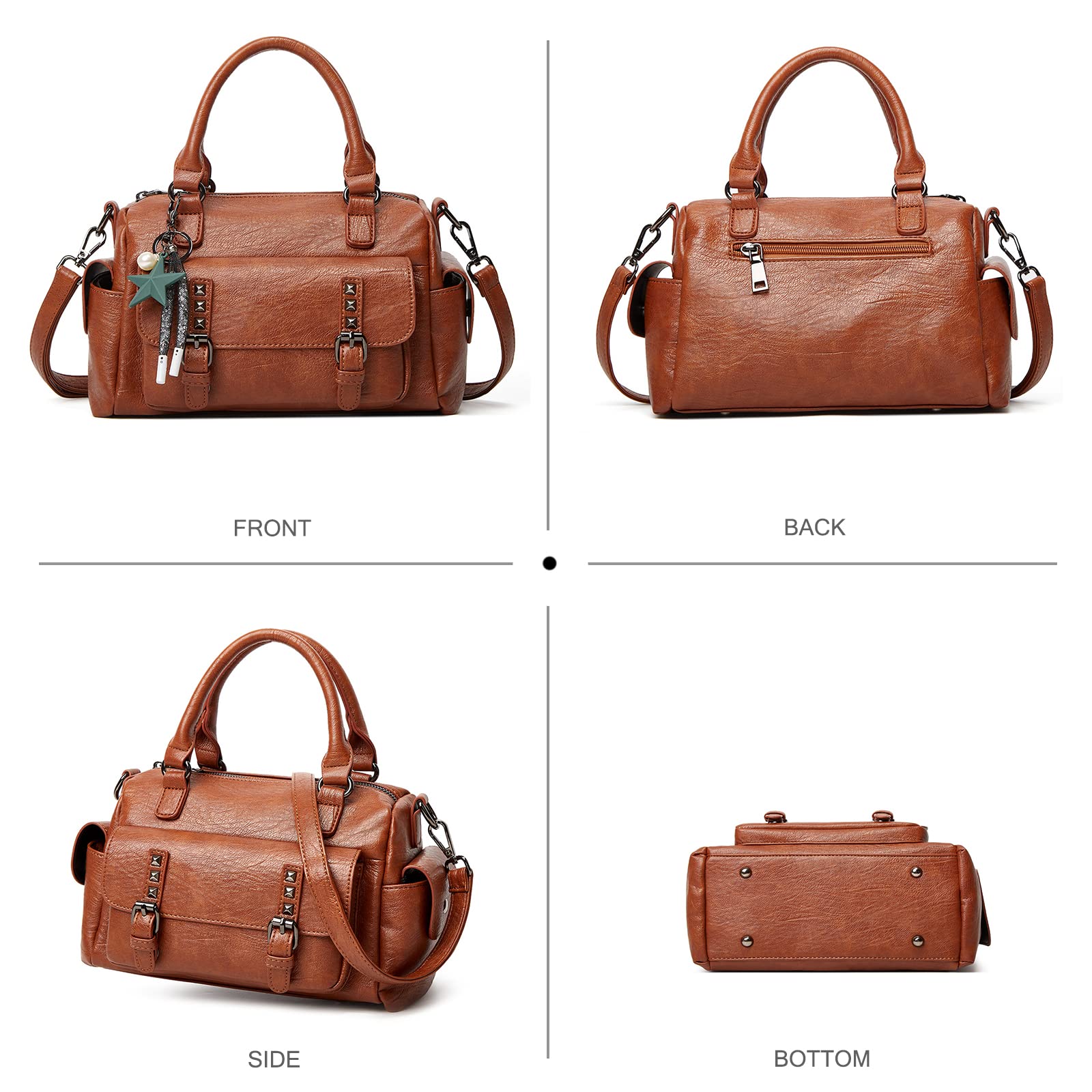 NICOLE & DORIS Sac Bandoulière Femme Sac a Main Cuir Souple Sacs Portés Epaule Rétro Sacoche Messenger Sac Crossbody Femme Sac Fourre Tout Poches Multiples