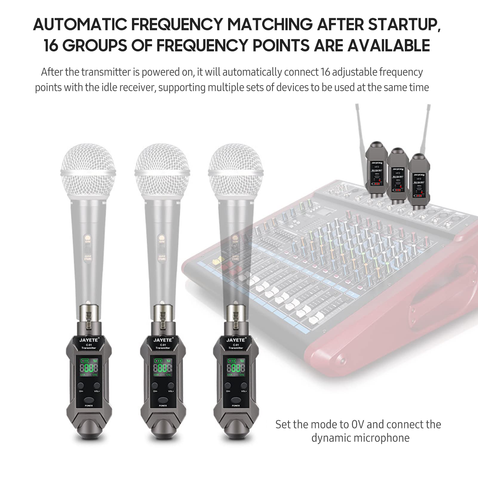 Btuty UHF Convertitore da microfono cablato a wireless Microfono Trasmettitore e ricevitore Compatibile con microfono dinamico/condensatore
