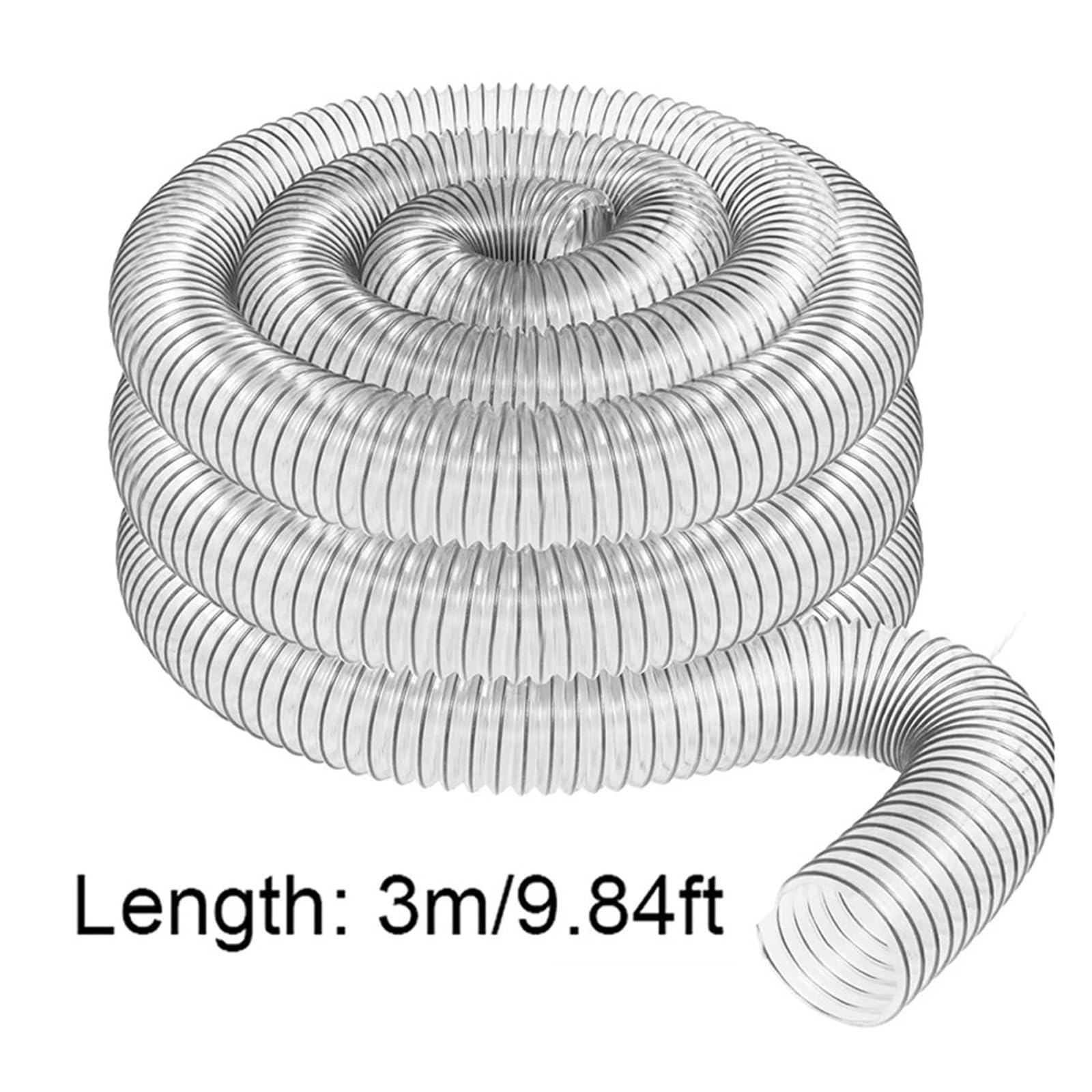 Generico Tubo flessibile in PVC da 50 mm for aspirapolvere, estrattore di polvere industriale, soffietto for lavorazione del legno, tubo raccolta trasparente(3 m)