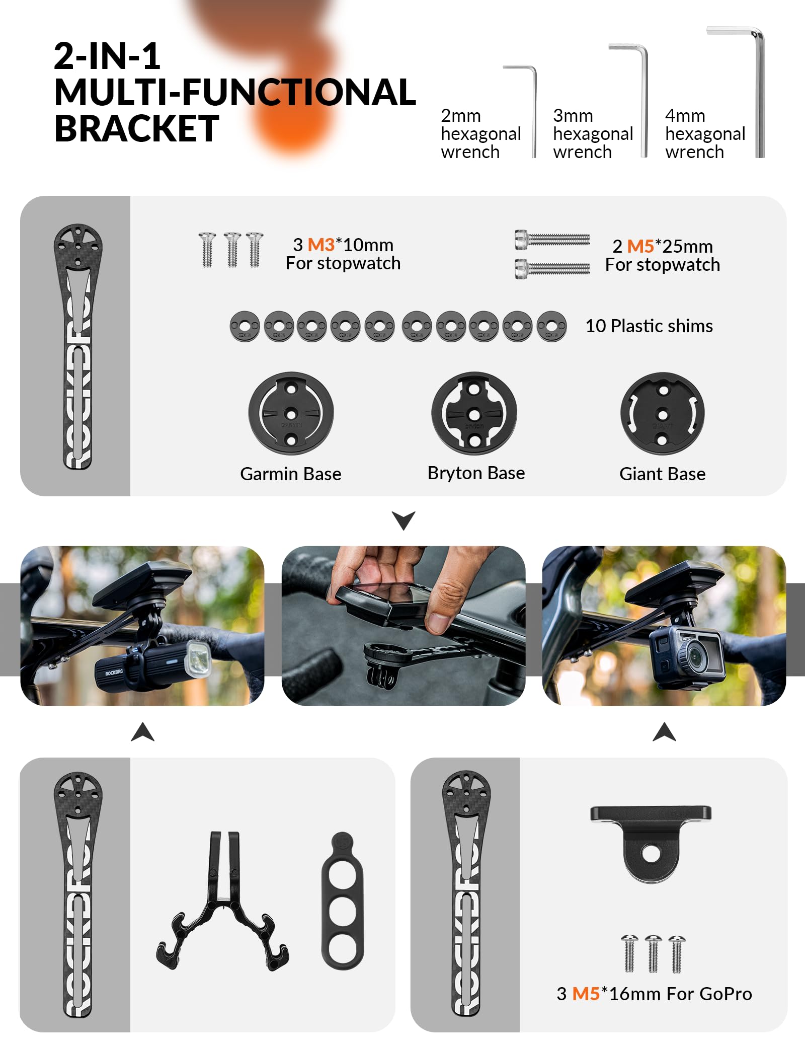 Supporto Per Computer Da Bicicletta RockBros - Regolabile, In Alluminio, Leggero 22g, Universale