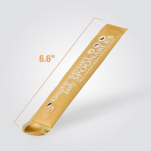 Miniatura 10 de Good 'n' Tasty Savory Spoonables con pollo real, salmón y pato, tubo de 6 unidades, golosinas húmedas exprimibles de triple sabor para gatos con