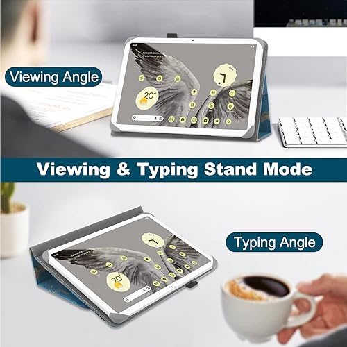 Miniatura 3 de Funda Universal Para 9-11 Pulgadas Samsung Galaxy Huawei Fire Tablet Funda Protectora Dos Posiciones Ajustable Con Soporte Y Correa De Mano - Mármol