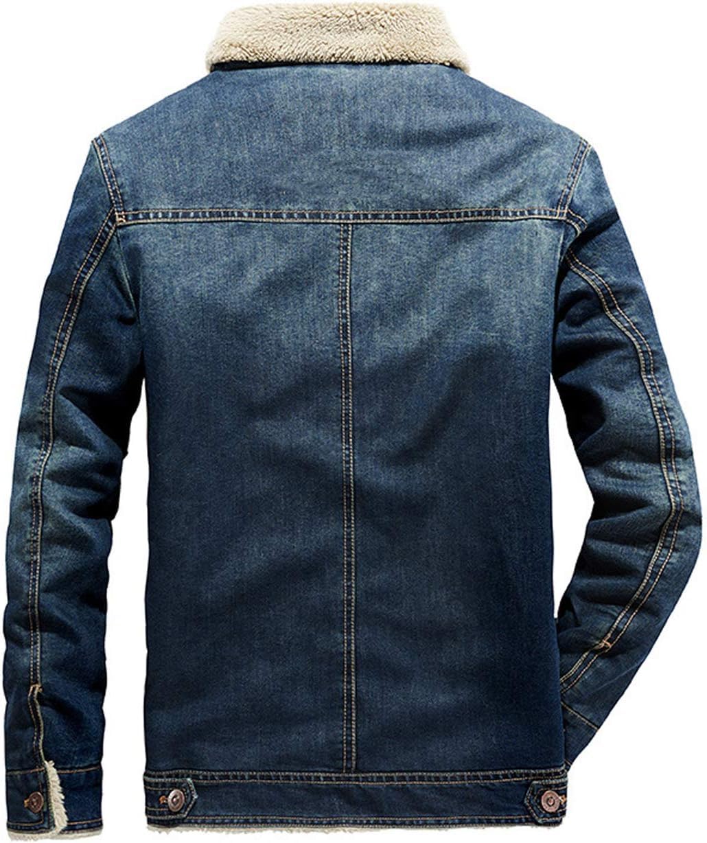 Chaqueta Vaquera con Forro Polar para Hombre Chaqueta camionera Chaqueta Vaquera de Invierno Abrigo Vaquero