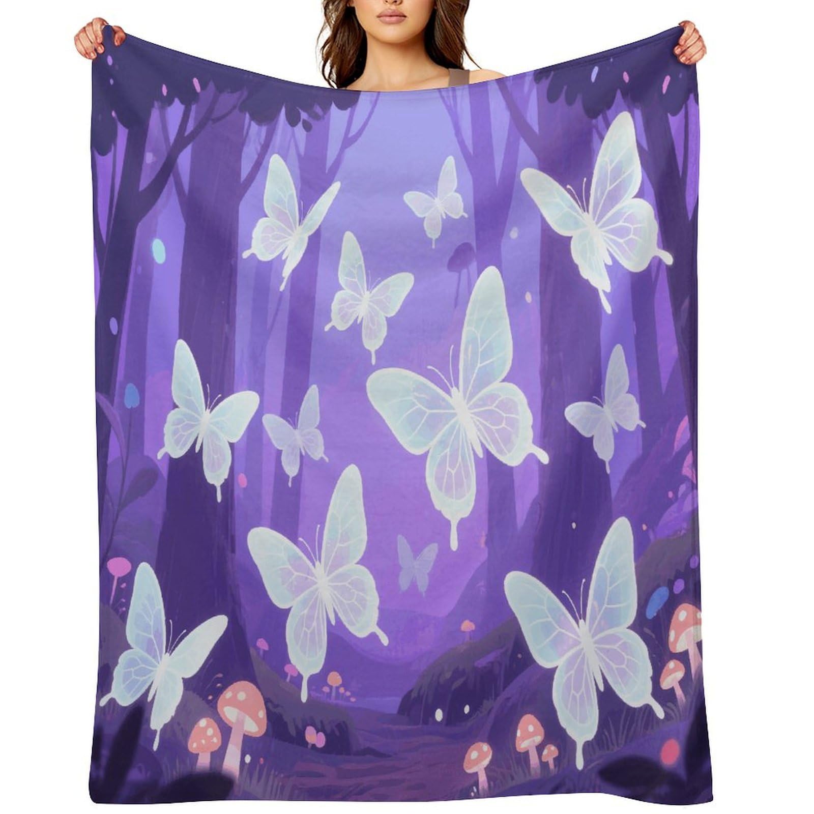 Butterfly Blankets Exquisite Luxury Flannel Throw Blanket Anti-Fading Thick Blanket for Sofa&Bed Blankets Ultra-Soft Bath Towels for Adult 60"x80"