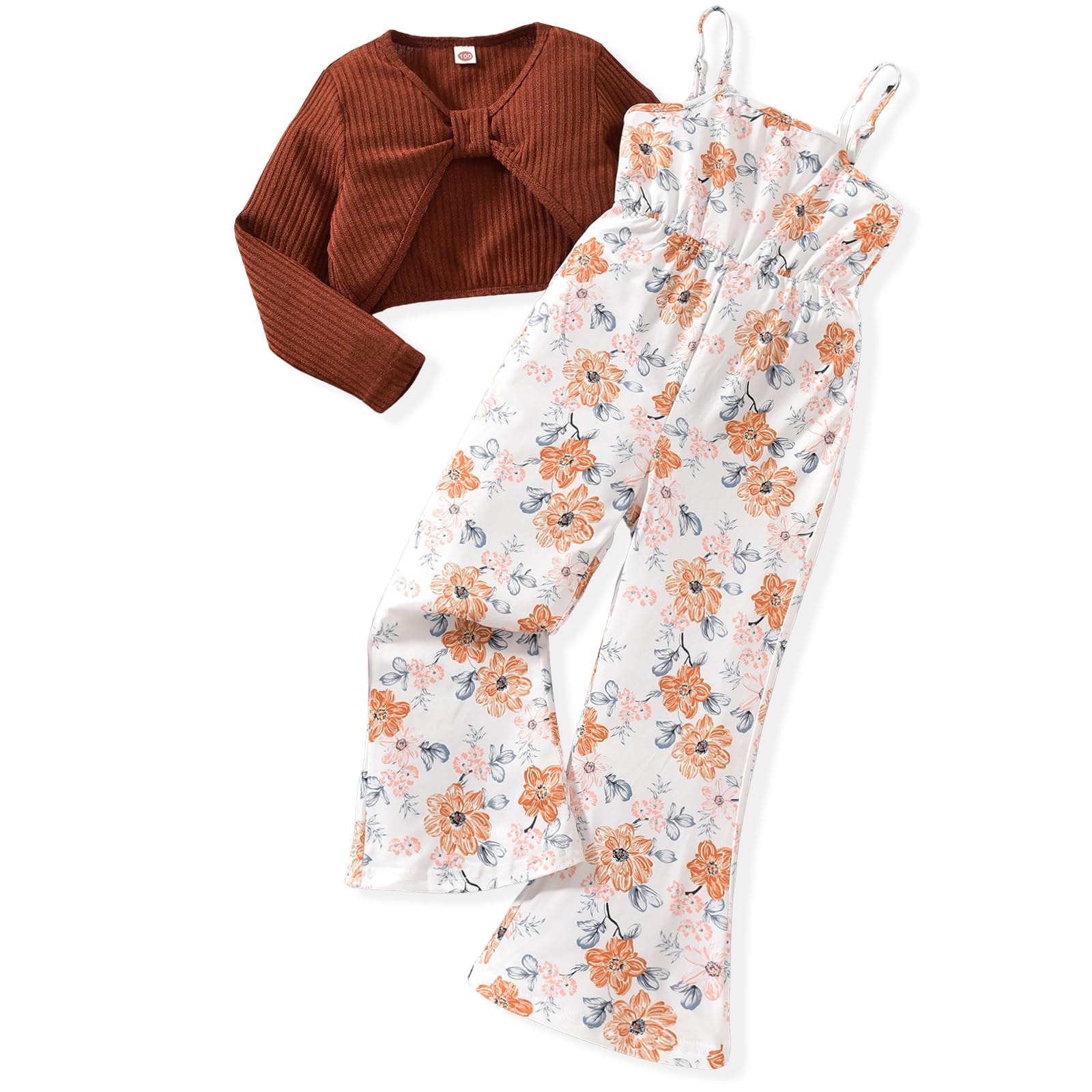 HIHA Girls Long Sleeve Crop Top Sleeveless Jumpsuits Outfit Size 4-12