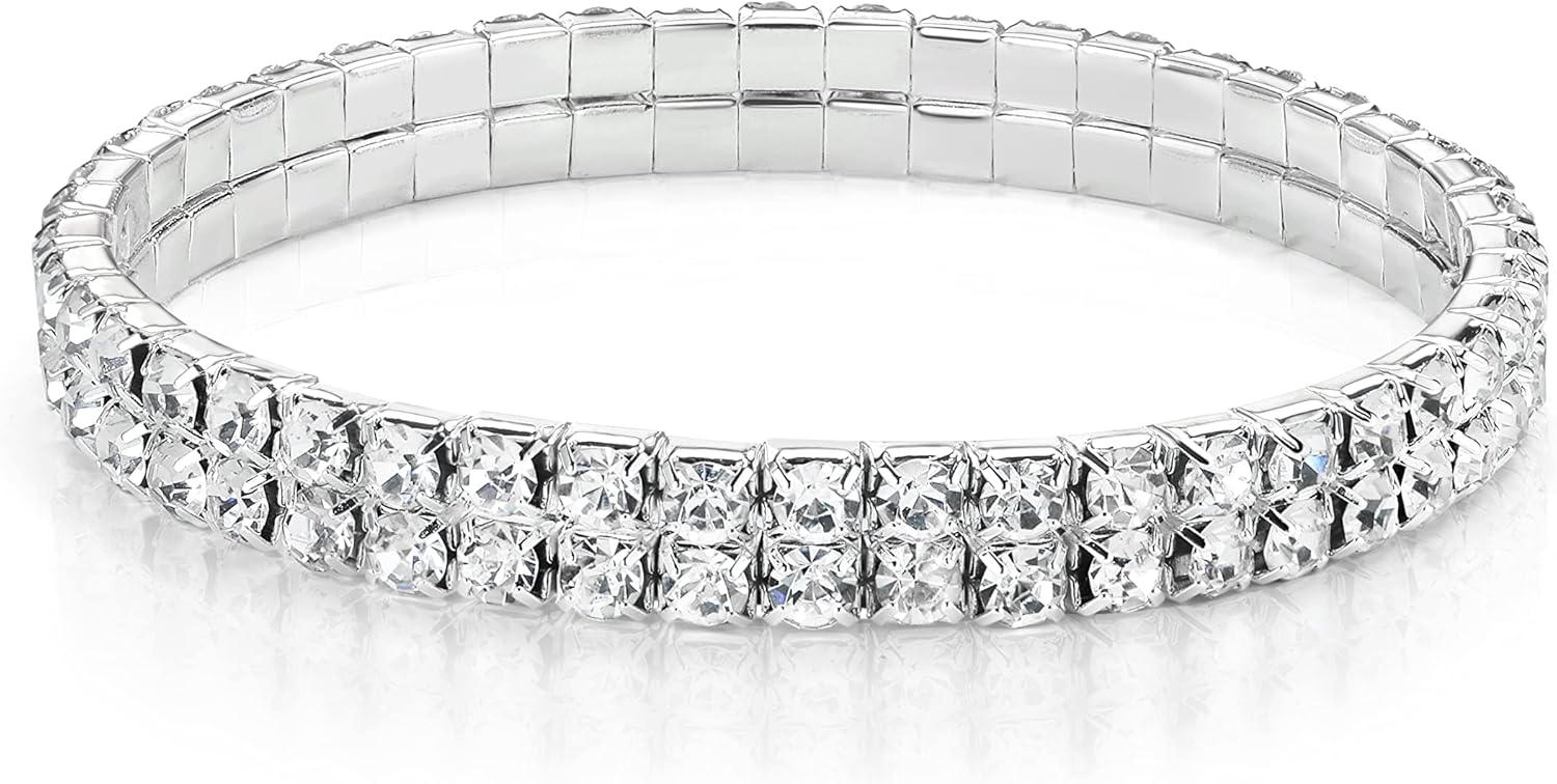 Zealmer Sparkle Multicolor Rhinestone Stackable Stretch Bracelets for Women