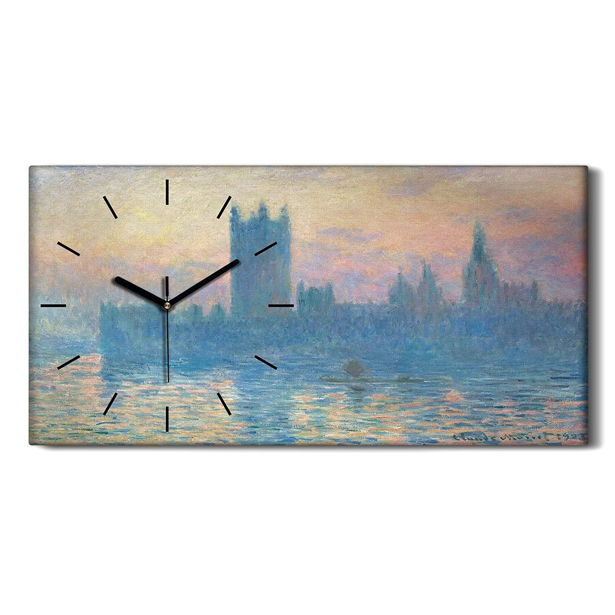 Horloge sur Toile Art Moderne Tableau de Qualité Supérieure avec Mains Noires Épurées