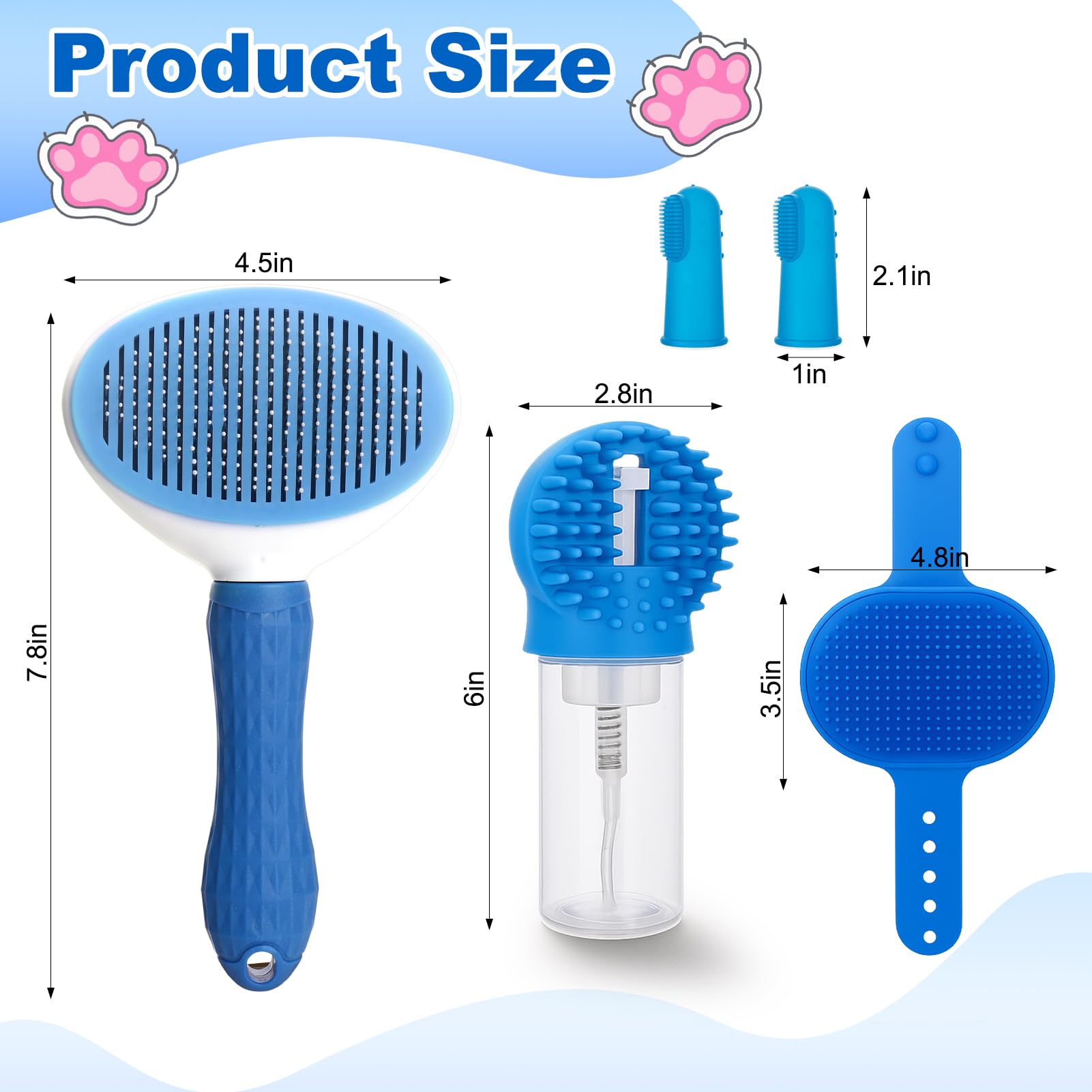 XANGNIER Dog Bath Brush Scrubber Kit,Pet Shower Washing Brush Bathing Supplies Set-With Shampoo and Soap Dispenser,Finger Toothbrush,Silicone Grooming Scrub Tool for Cat Dog Puppy Long Short Hair - image 4